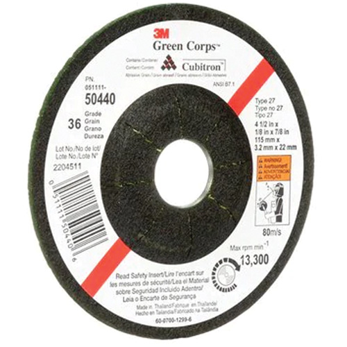 Meule flexible Green Corps, 4-1/2" x 1/8", Arbre 7/8", C&eacute;ramique, Type 27 Absolute Business Supply