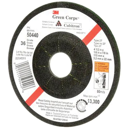 Meule flexible Green Corps, 4-1/2" x 1/8", Arbre 7/8", C&eacute;ramique, Type 27 Absolute Business Supply