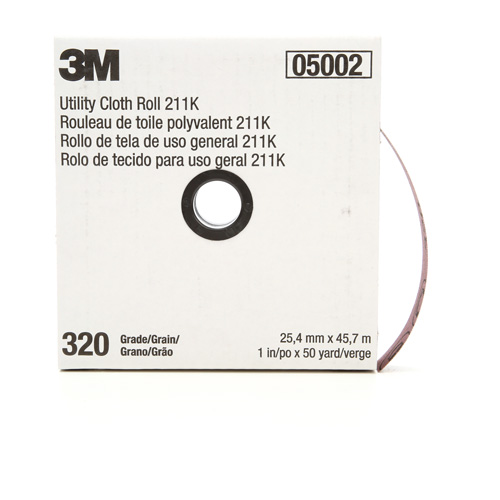 Rouleau de toile abrasive polyvalente 211K, Oxyde d'aluminium, 1" la x 150' lo, Grain 320 Absolute Business Supply