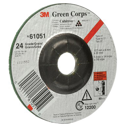 Meule flexible Green Corps, 5" x 1/4", Arbre 7/8", C&eacute;ramique, Type 1 Absolute Business Supply