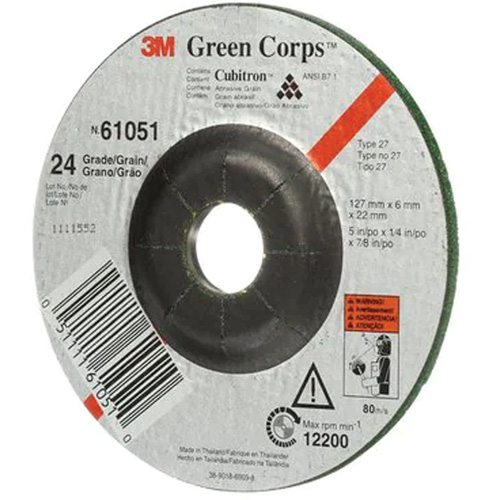 Meule flexible Green Corps, 5" x 1/4", Arbre 7/8", C&eacute;ramique, Type 1 Absolute Business Supply