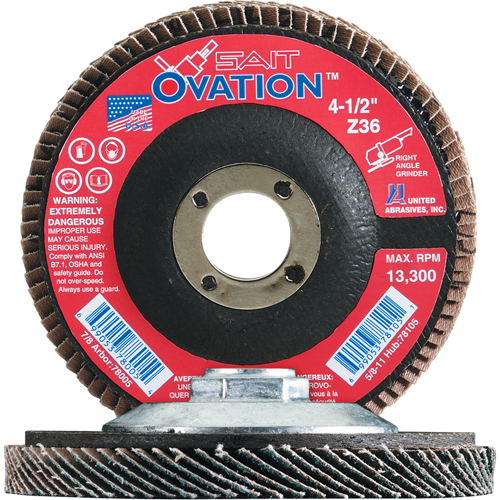 Ovation Flap Disc, 4-1/2" x 7/8", Type 27, 36 Grit, Zirconium Absolute Business Supply
