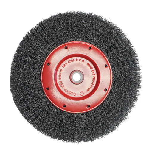 Brosses &eacute;conomiques &agrave; fils cr&ecirc;p&eacute;s - Face &eacute;troite, 6" dia., Fils 0.014, Arbre 2" Absolute Business Supply