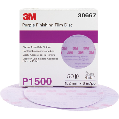 Hookit Purple Finishing Film Abrasive Disc, 6" Dia., P1500 Grit, Aluminum Oxide Absolute Business Supply