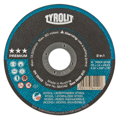 Premium 2 In 1 Thincut Cut-Off Wheel, 4-1/2" x 0.045", 7/8" Arbor, Type 1, Aluminum Oxide, 13300 RPM Absolute Business Supply