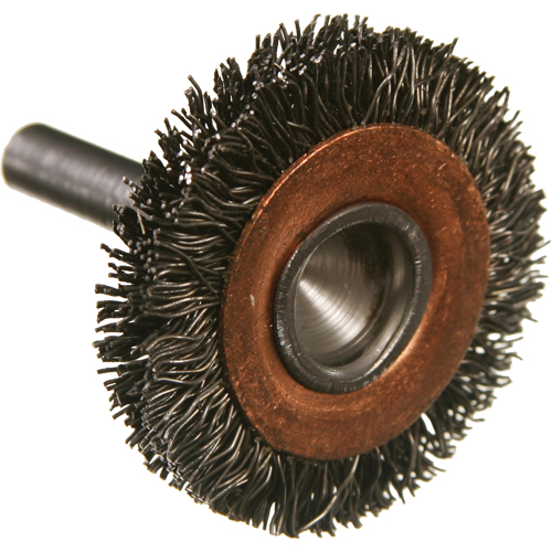 Brosses mont&eacute;es &agrave; fils cr&ecirc;p&eacute;s circulaires, 1-1/2", Fils 0,005", Tige 1/4" Absolute Business Supply
