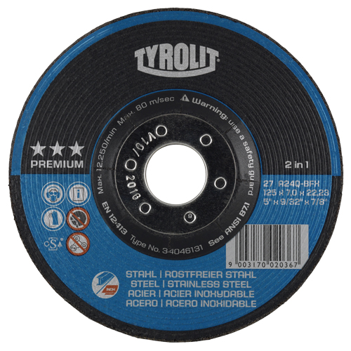 2-IN-1 Performance Plus Grinding Disc, 7" x 9/32", 7/8" Arbor, Type 27 Absolute Business Supply