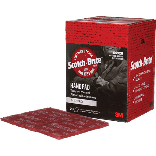 Tampons manuels Scotch-Brite 7447, Oxyde d'aluminium, 9" x 6", Grain Tr&egrave;s fin Absolute Business Supply