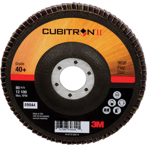 Disque &agrave; lamelles 969F Cubitron II , 5" x 7/8", Type 27, Grain 40+, C&eacute;ramique Absolute Business Supply