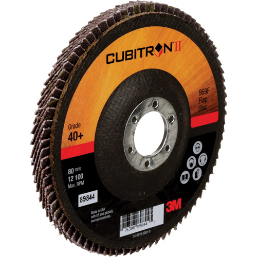 Disque &agrave; lamelles 969F Cubitron II , 5" x 7/8", Type 27, Grain 40+, C&eacute;ramique Absolute Business Supply
