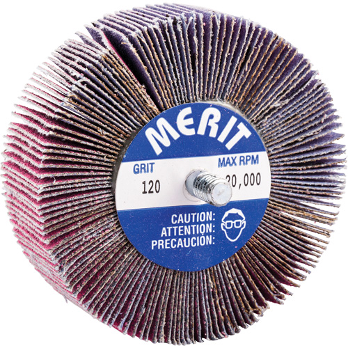 Threaded Mini Flap Wheel, Ceramic Alumina, 120 Grit, 3" x 1" x 1/4"-20 Absolute Business Supply