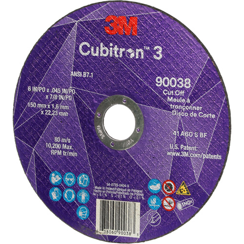 Cubitron 3 Cut-Off Wheel, 6" x 0.045", Type T27, Ceramic, 10200 RPM Absolute Business Supply