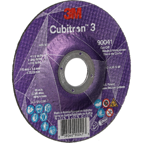 Meule &agrave; tronçonner Cubitron 3, 4-1/2" x 0,045", Arbre de 7/8", Type T27, C&eacute;ramique, 13 300 Tr/min Absolute Business Supply