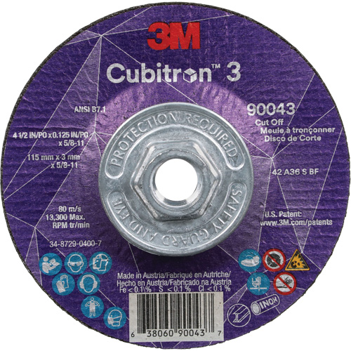 Meule &agrave; tronçonner Cubitron 3, 4-1/2" x 1/8", Arbre de 5/8"-11, Type T27, C&eacute;ramique, 13 300 Tr/min Absolute Business Supply