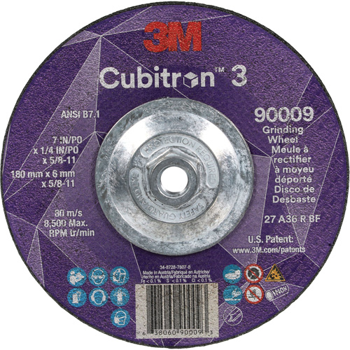 Meule a moyeu d&eacute;port&eacute; Cubitron 3, 7" x 1/4", Arbre 5/8"-11, C&eacute;ramique, Type T27 Absolute Business Supply