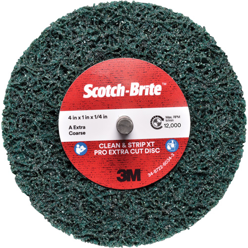 Disque Clean and Strip XT Pro Extra Cut Disc XC-DC Scotch-Brite, 4" dia., Grain Extra grossier, Oxyde d'aluminium Absolute Business Supply