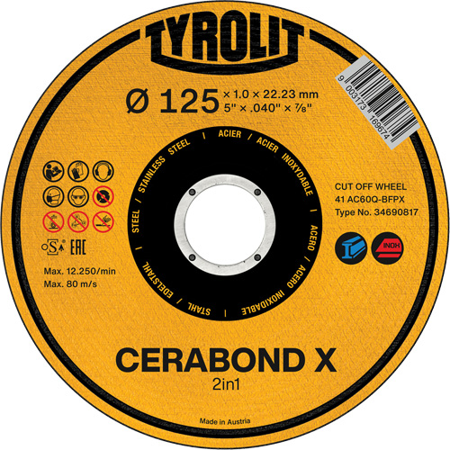 Meule &agrave; tronçonner Cerabond X, 5" x 0,04", Arbre de 7/8", C&eacute;ramique Absolute Business Supply