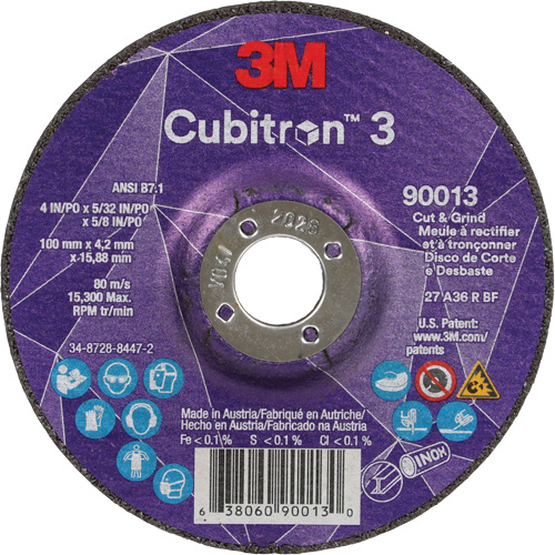 Cubitron 3 Cut & Grind Wheel, 4" x 39/250", 5/8" Arbor, Type 27, 36 Grit, Ceramic Absolute Business Supply