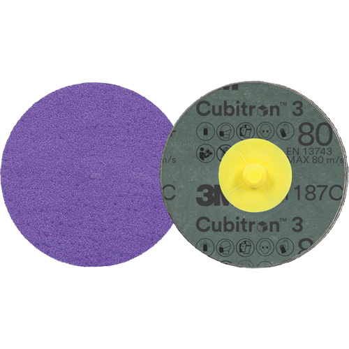 Disque en fibre Roloc Cubitron 3, 3" dia., Grain 80+, C&eacute;ramique Absolute Business Supply