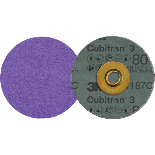 Disque en fibre Roloc Cubitron 3, 3" dia., Grain 80+, C&eacute;ramique Absolute Business Supply