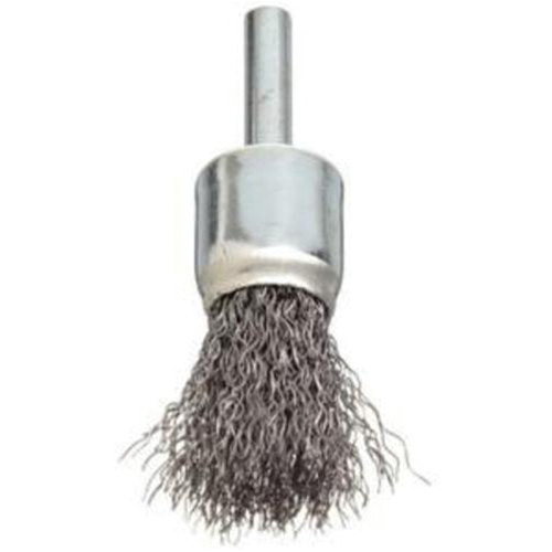 Stem Mounted Crimped Wire Brush, 3/4", 0.006" Fill, 1/4" Shank Absolute Business Supply