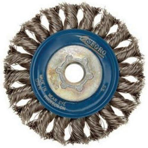 Full Cable Twist Wire Wheel, 5" Dia., 0.02" Fill, 5/8"-11 Arbor, Stainless Steel Absolute Business Supply