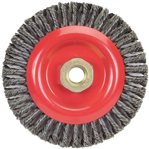 Brosse &agrave; fils nou&eacute;s pour cordons de soudure pour meuleuse angulaire, Dia. 5", Fils 0,02", Arbre 5/8"-11, Acier Absolute Business Supply