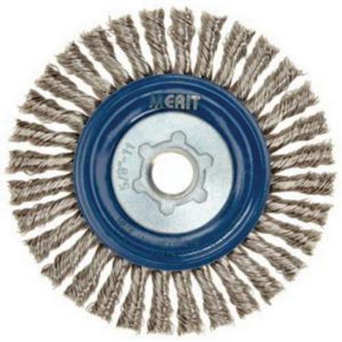 Brosse &agrave; fils nou&eacute;s pour cordons de soudure pour meuleuse angulaire, Dia. 5", Fils 0,02", Arbre 5/8"-11, Acier inoxydable Absolute Business Supply