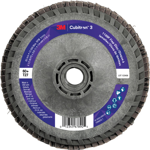 Disque &agrave; lamelles plate 1169F Cubitron 3 &agrave; changement rapide, 4-1/2" x 5/8"-11, Type T27, Grain 60+, C&eacute;ramique Absolute Business Supply