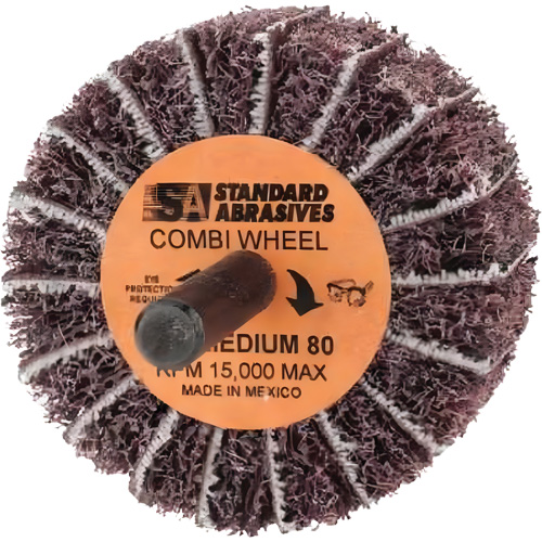 Standard Abrasives Buff and Blend Combi-Wheel 898001, 2" Dia. x 1" W, 1/4" Arbor, Aluminum Oxide Absolute Business Supply