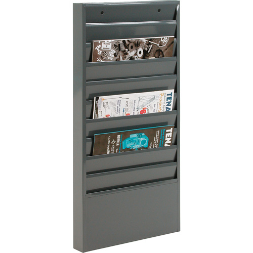 Literature Storage Racks, Stationary, 10 Slots, Steel, 13-1/8" W x 2" D x 26-1/4" H Absolute Business Supply