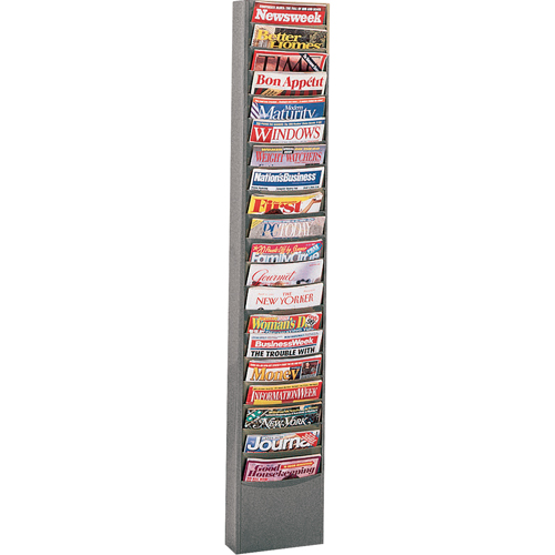 Literature Storage Racks, Stationary, 20 Slots, Steel, 13-1/8" W x 4-1/8" D x 58-1/2" H Absolute Business Supply