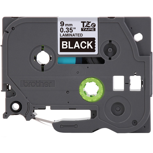 P-touch&reg; Labeling Systems, 9 mm x 314.96" or 8 m, White on Black Absolute Business Supply