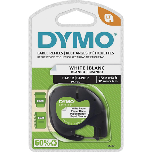 &eacute;tiquettes pour &eacute;tiqueteuse LetraTag Plus LT-100H, 12 mm x 13', Noir sur blanc Absolute Business Supply