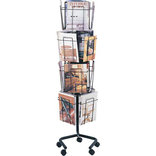 Pr&eacute;sentoirs pivotants pour documentation, Rotatif, 16 fentes, Fil m&eacute;tallique, 15" la x 15" p x 60" h Absolute Business Supply
