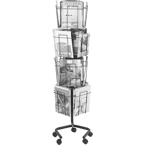 Pr&eacute;sentoirs pivotants pour documentation, Rotatif, 16 fentes, Fil m&eacute;tallique, 15" la x 15" p x 60" h Absolute Business Supply