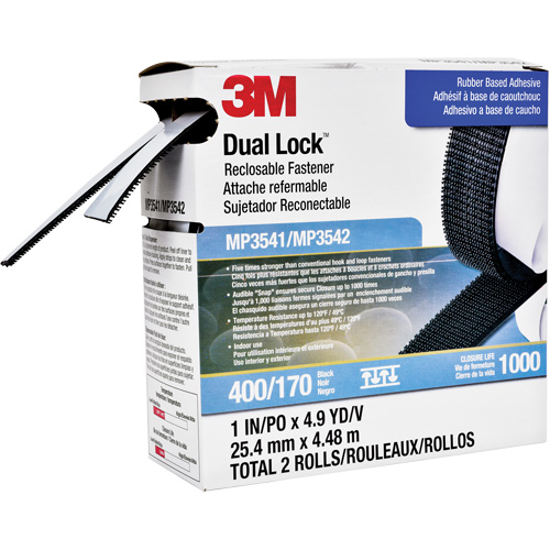 Dual Lock Reclosable Fastener, Self-Mating, 4.9 yds x 1", Adhesive, Black Absolute Business Supply