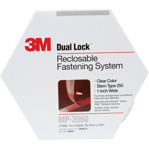 Dual Lock Reclosable Fastener, Self-Mating, 5 yds x 1", Adhesive, Clear Absolute Business Supply