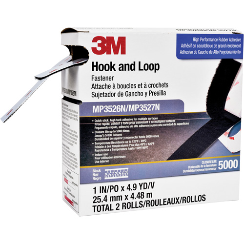 Reclosable Fastener, Hook & Loop, 5 yds x 1", Adhesive, Black Absolute Business Supply