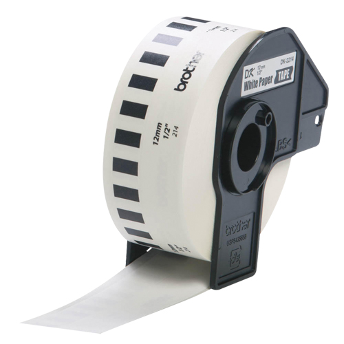 Tape Cartridge for P-touch&reg; Labeling System, 12 mm x 100', Black on White Absolute Business Supply