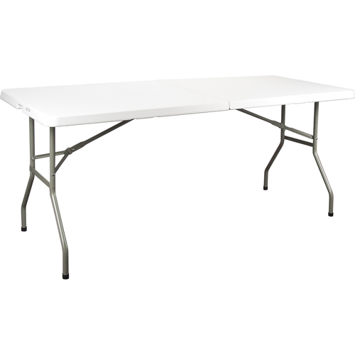 Fold-in-Half Table, Rectangular, 72" L x 30" W, Polyethylene, White Absolute Business Supply
