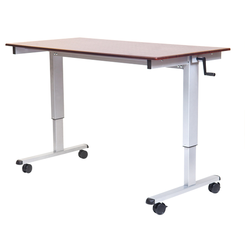 Adjustable Stand-Up Workstations, Stand-Alone Desk, 48-1/2" H x 48" W x 32-1/2" D, Walnut Absolute Business Supply