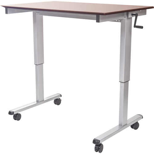 Adjustable Stand-Up Workstations, Stand-Alone Desk, 48-1/2" H x 59" W x 29-1/2" D, Walnut Absolute Business Supply
