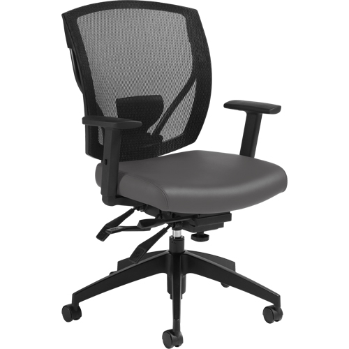 Multi-Tilter Arm Chairs, Vinyl, Charcoal, 300 lbs. Capacity Absolute Business Supply