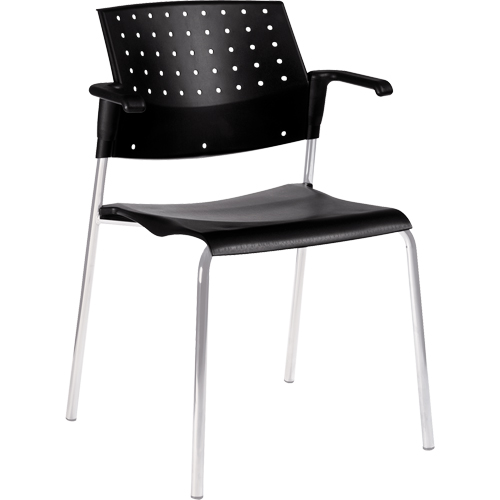 Stacking Chairs, Plastic, 33" High, 300 lbs. Capacity, Black Absolute Business Supply
