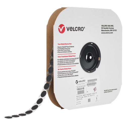 Attache Velcoin, Boucle, 3/4" dia., Adh&eacute;sif, Noir Absolute Business Supply