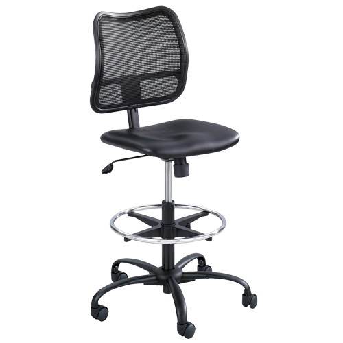 Vue Ergonomic Stool, Vinyl, Black, 250 lbs. Capacity Absolute Business Supply