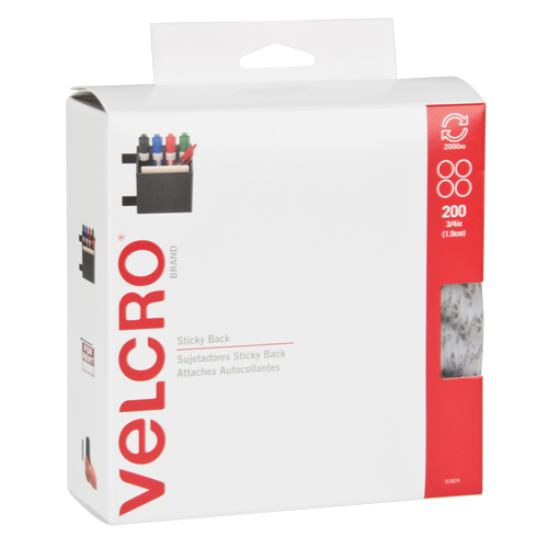 Attaches en jeton, Boucle et crochet, 3/4" dia., Adh&eacute;sif, Blanc Absolute Business Supply