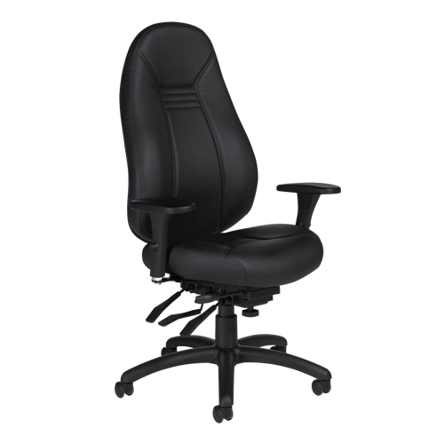 High Back Comfort Chair, Leather, Black, 300 lbs. Capacity Absolute Business Supply