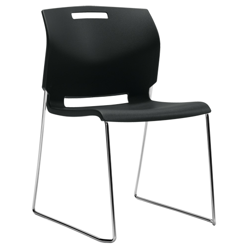 Chair, Plastic, 32-1/2" High, 300 lbs. Capacity, Black Absolute Business Supply